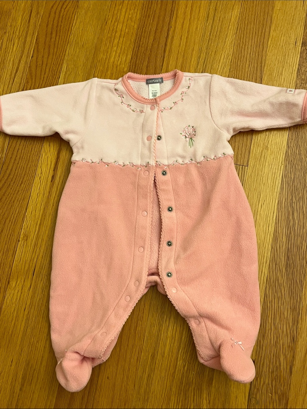 Carter's Pink Two-Tone Floral Footed One-Piece